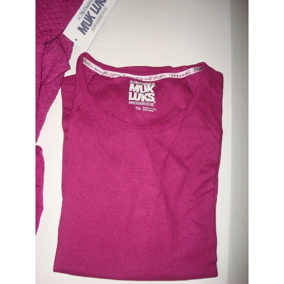 NWT New MUK LUKS Tall 3-Piece Quilted Shacket Lounge Set M Tall Berry Pink Snaps - Picture 6 of 16